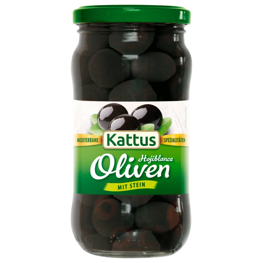 Kattus Schwarze Oliven mit Stein 200g
